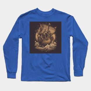 Viking Raiders on Longships Long Sleeve T-Shirt